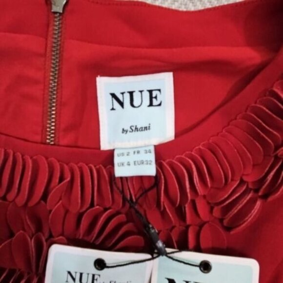 NUE by Shani S1025 Size 2 Leather Accents Red Shapewear Midi Dress Quiet Luxury - Picture 13 of 16